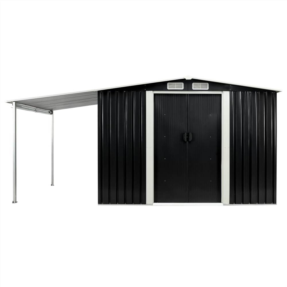 Garden Shed with Sliding Doors Anthracite 386x205x178 cm Steel