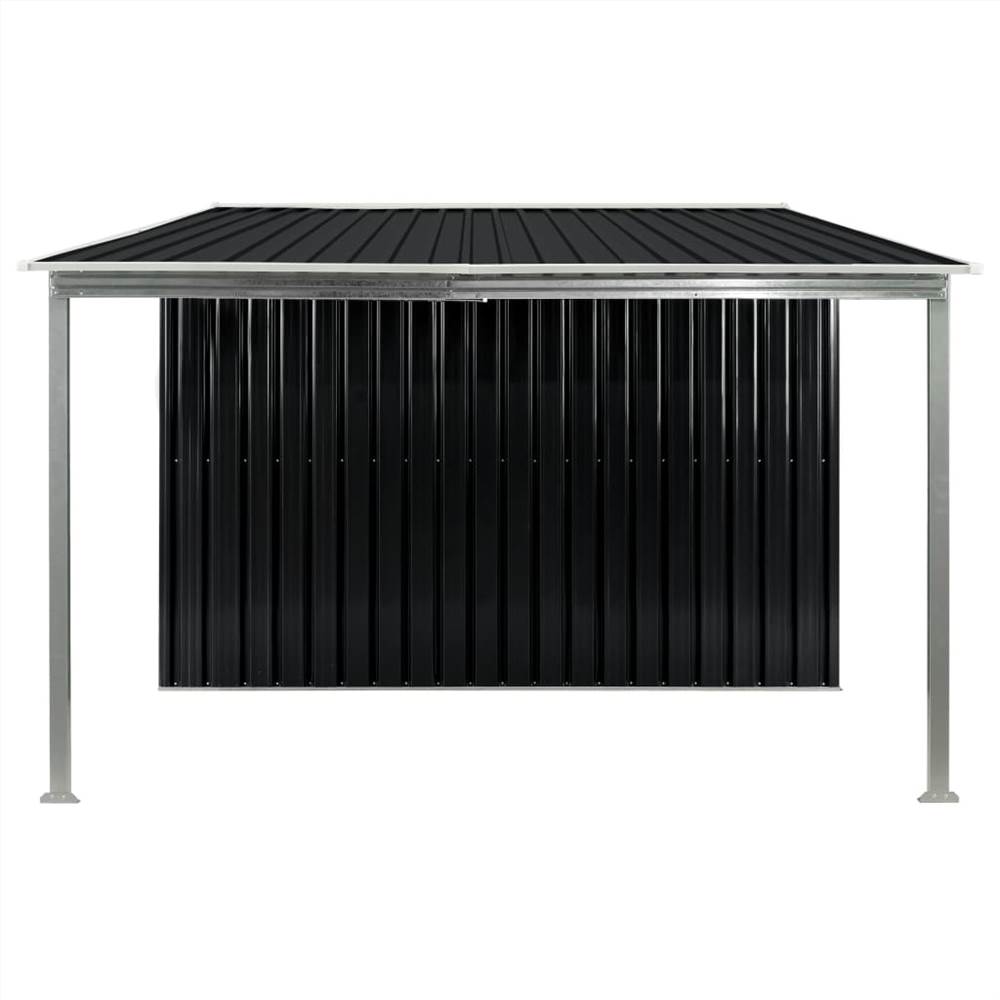 Garden Shed with Sliding Doors Anthracite 386x205x178 cm Steel