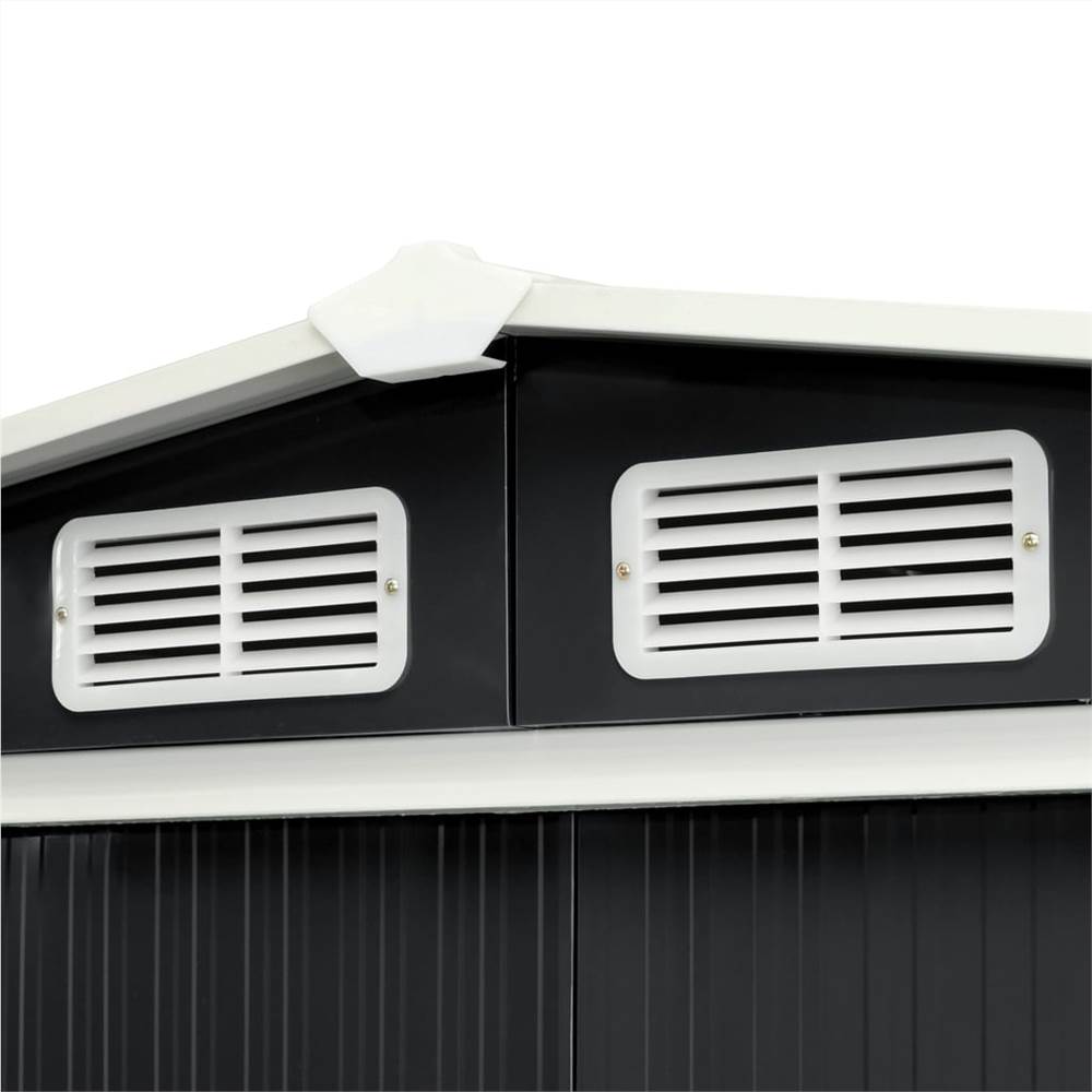 Garden Shed with Sliding Doors Anthracite 386x205x178 cm Steel