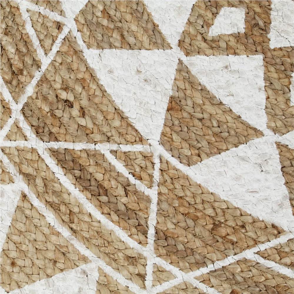 Handmade Rug Jute with White Print 120 cm