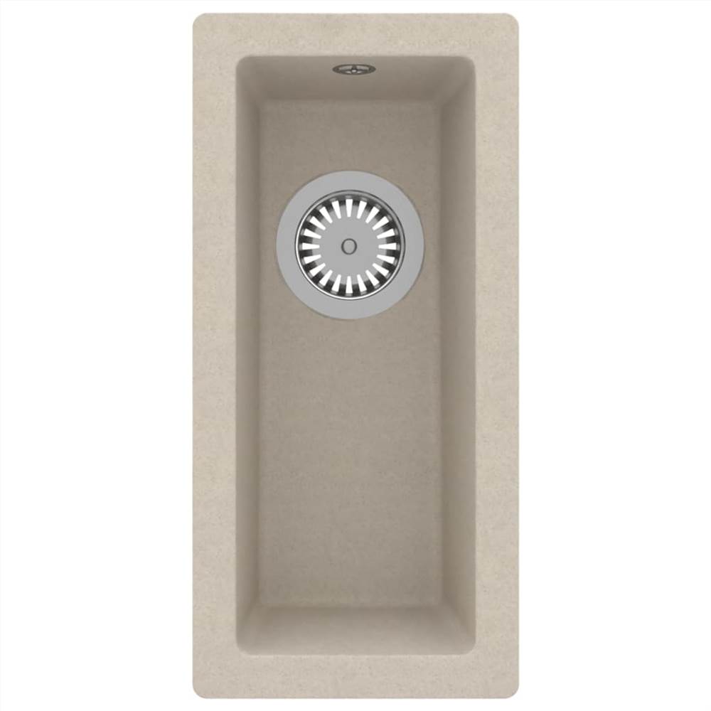 Kitchen Sink with Overflow Hole Beige Granite