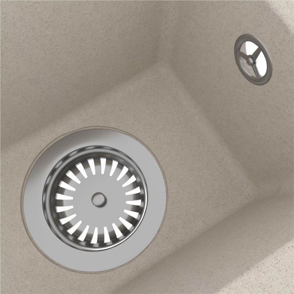 Kitchen Sink with Overflow Hole Beige Granite