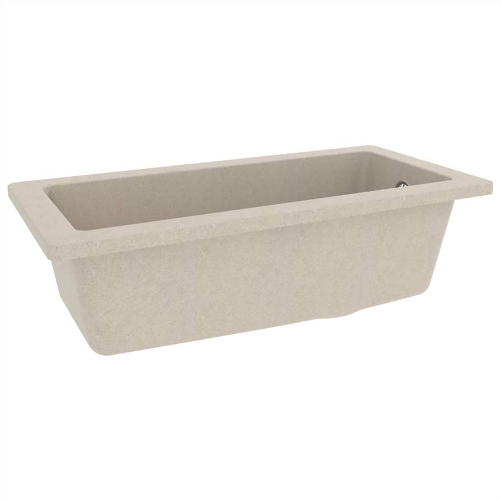 Kitchen Sink with Overflow Hole Beige Granite