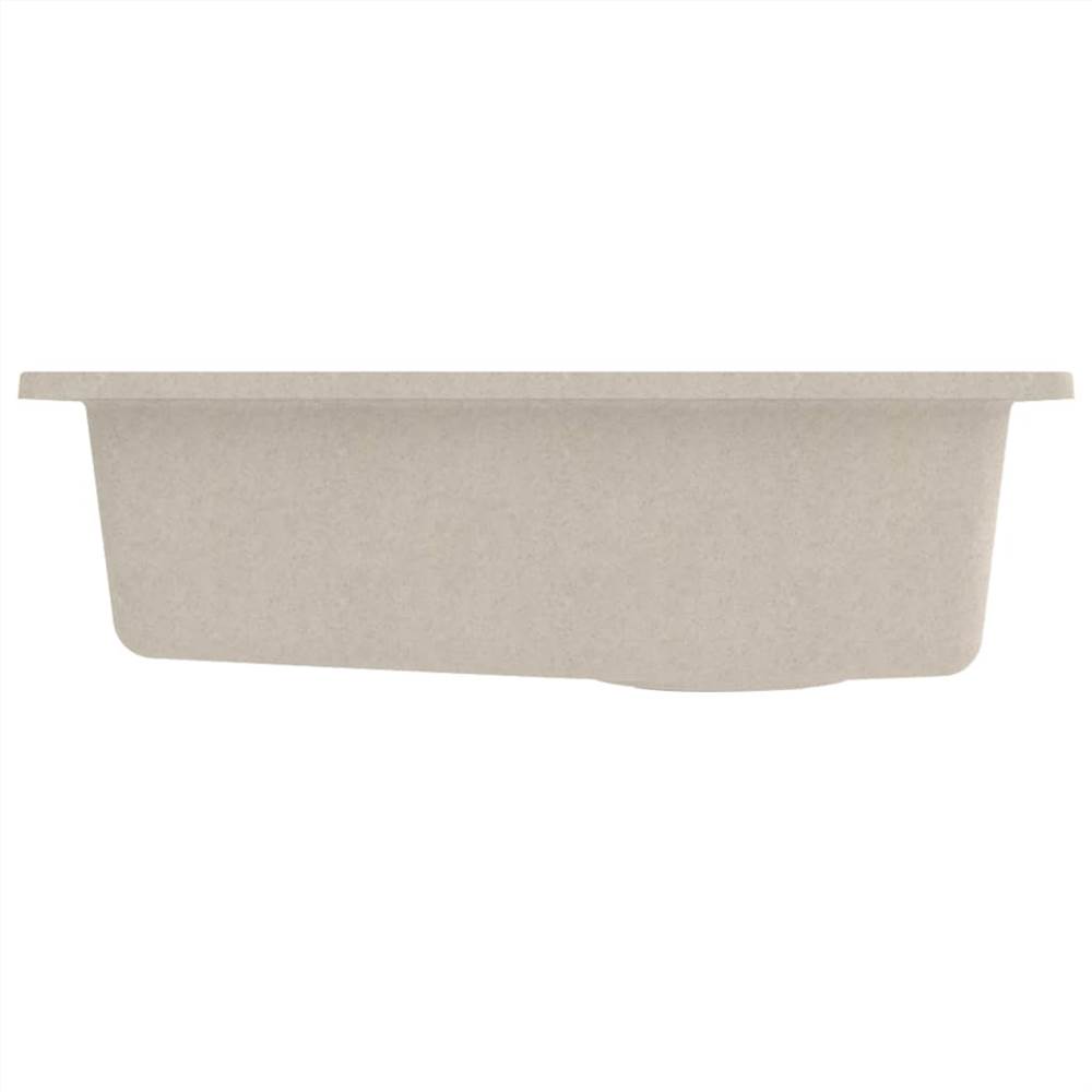 Kitchen Sink with Overflow Hole Beige Granite