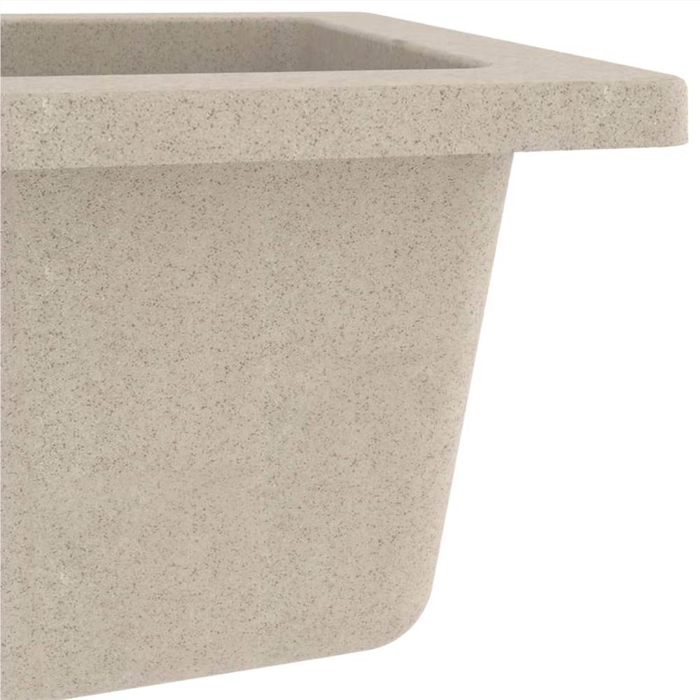 Kitchen Sink with Overflow Hole Beige Granite