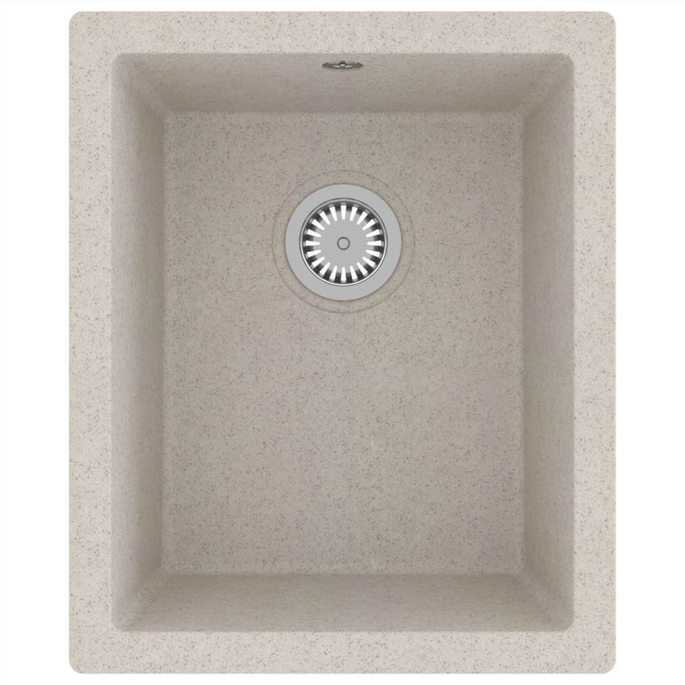 Kitchen Sink with Overflow Hole Beige Granite
