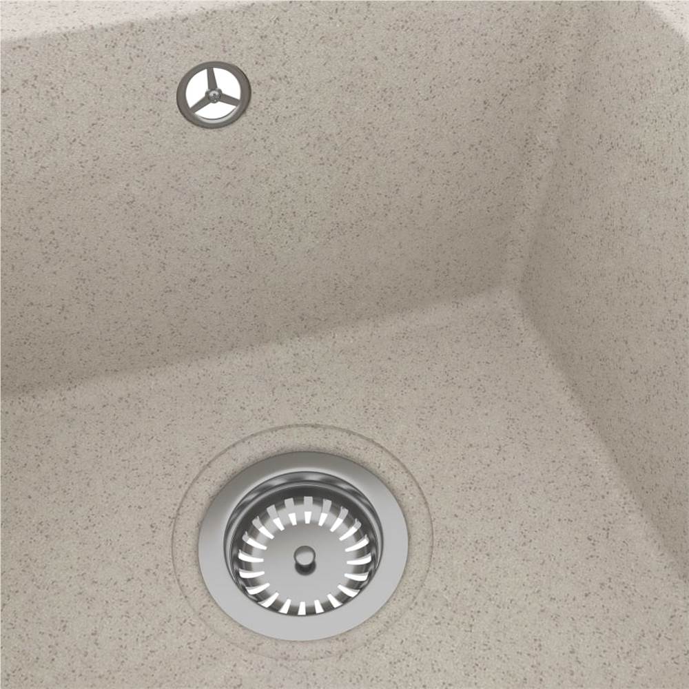 Kitchen Sink with Overflow Hole Beige Granite