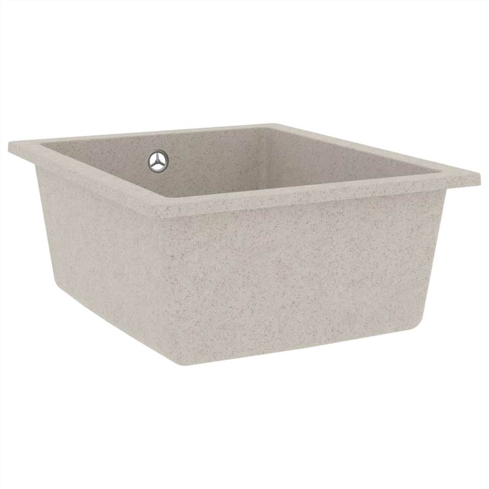 Kitchen Sink with Overflow Hole Beige Granite