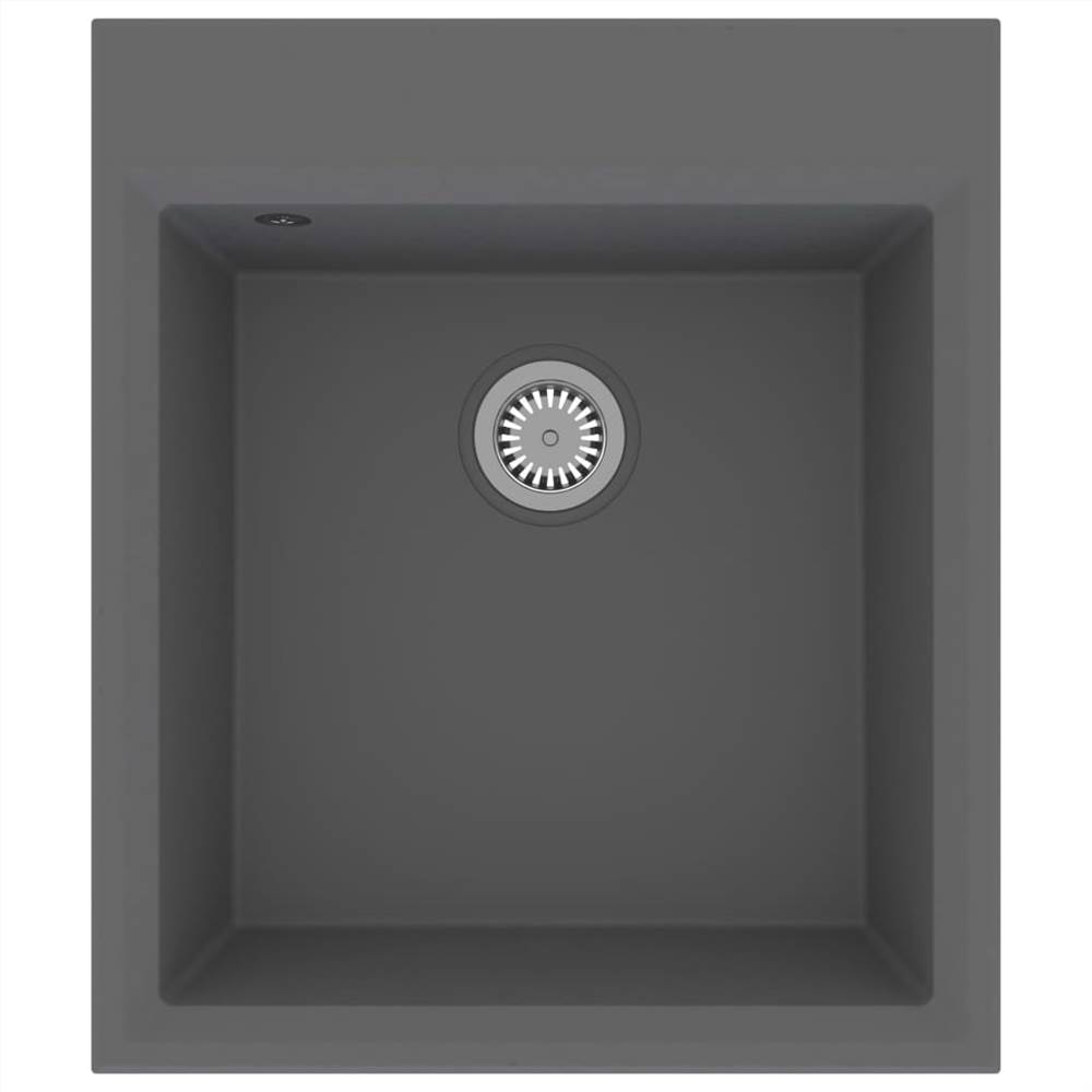 Kitchen Sink with Overflow Hole Grey Granite