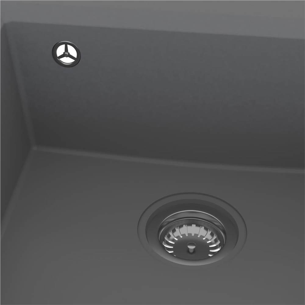 Kitchen Sink with Overflow Hole Grey Granite