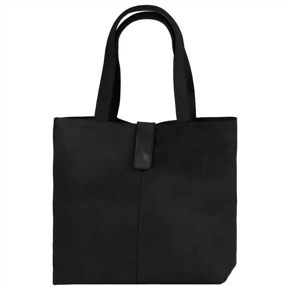 Ladies Shopper Bag Real Leather Black