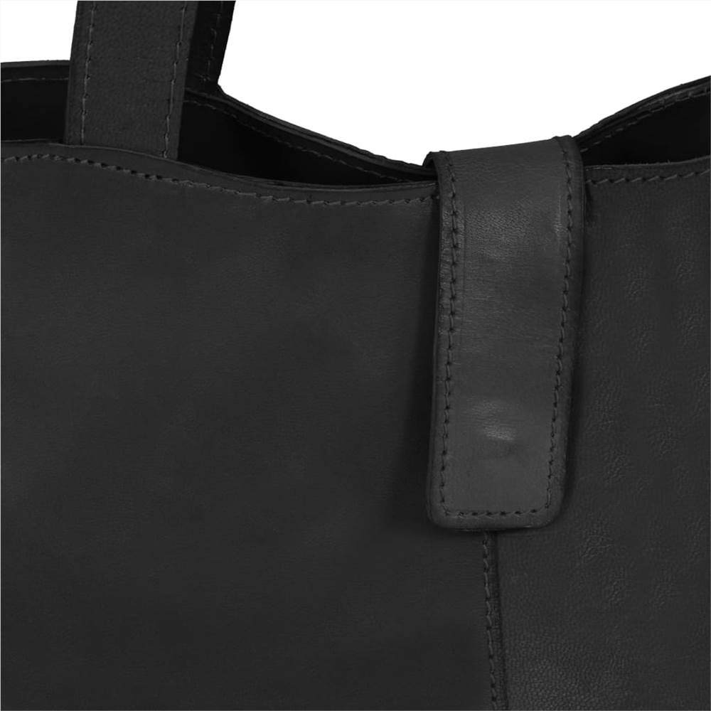 Ladies Shopper Bag Real Leather Black