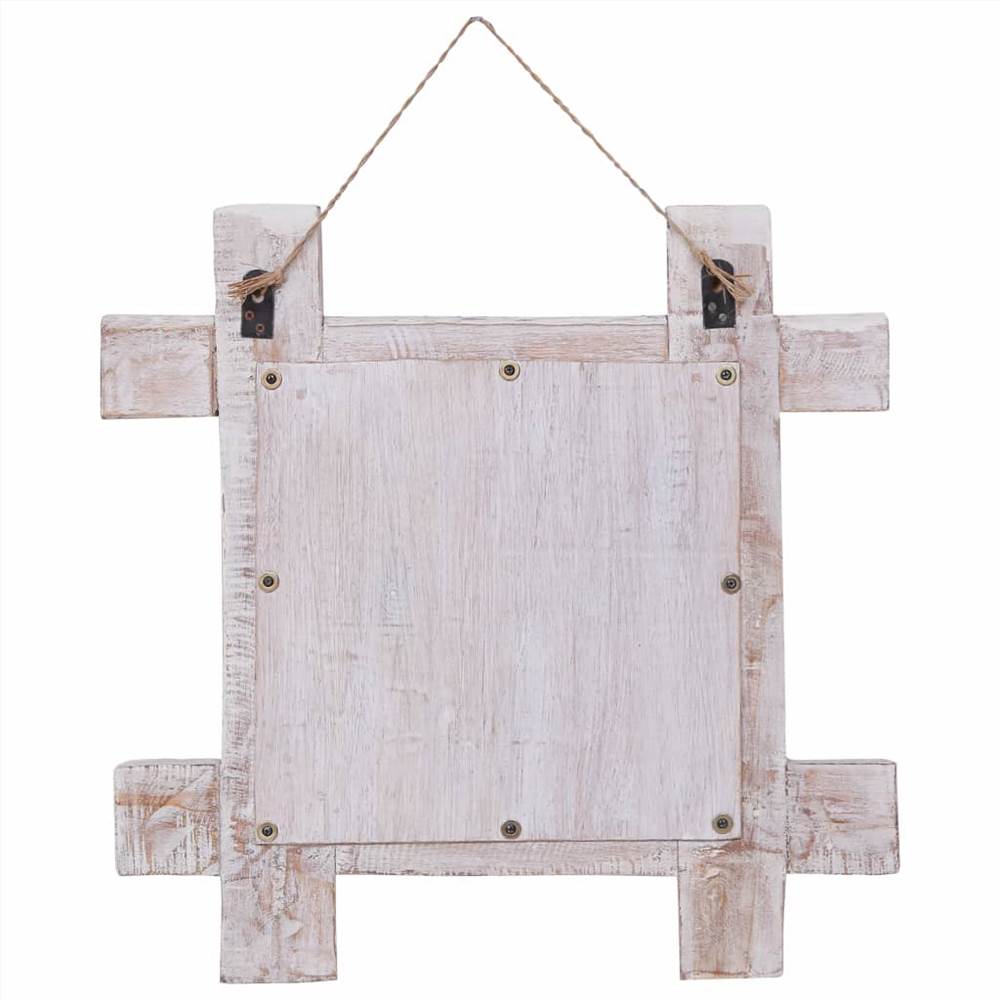 Log Mirror White 50x50 cm Solid Reclaimed Wood