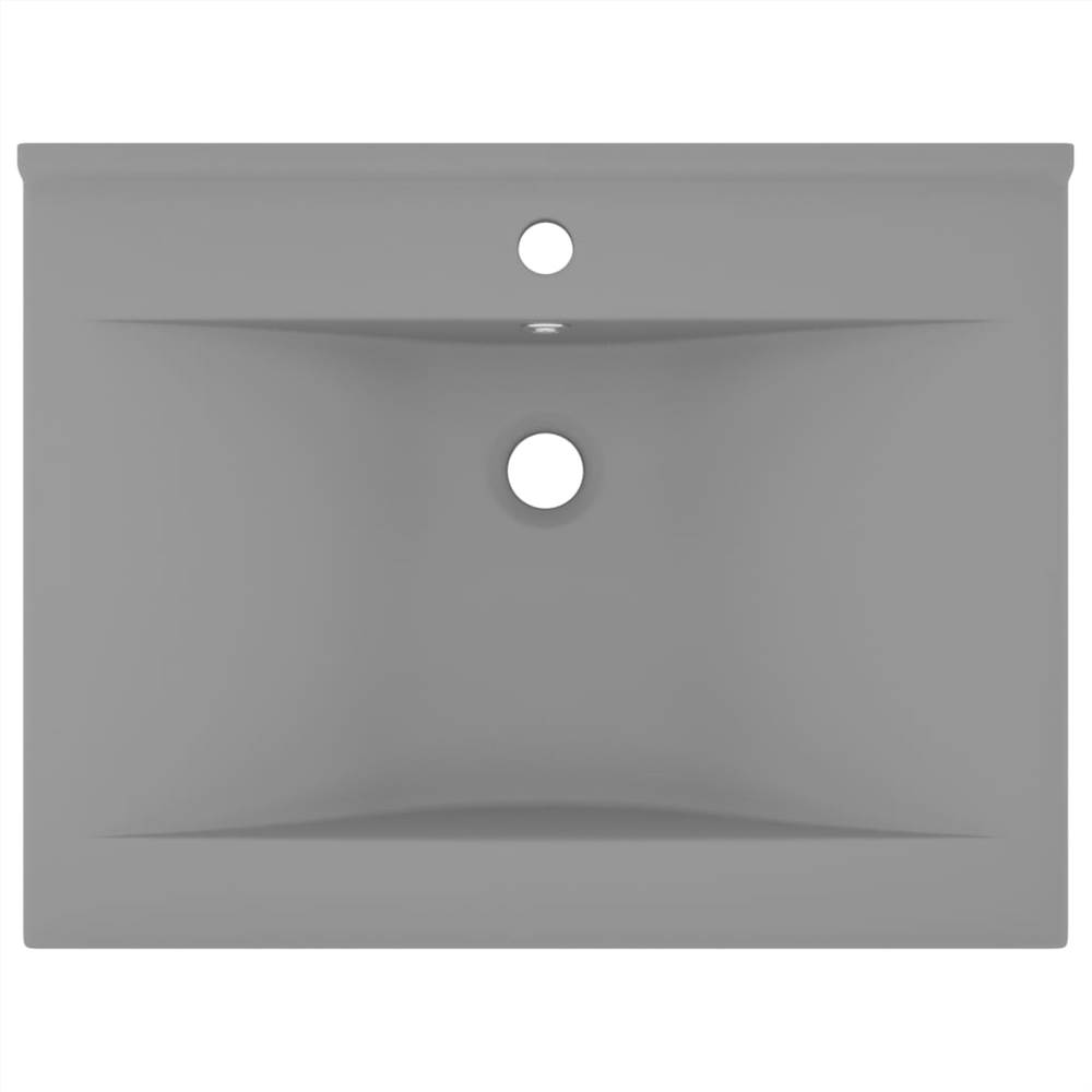 Luxury Basin with Faucet Hole Matt Light Grey 60x46 cm Ceramic