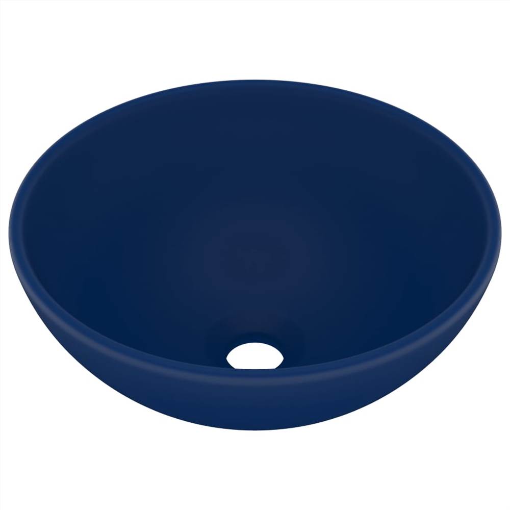 Luxury Bathroom Basin Round Matt Dark Blue 32.5x14 cm Ceramic