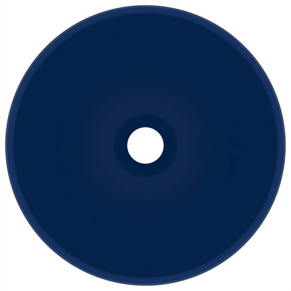 Luxury Bathroom Basin Round Matt Dark Blue 32.5x14 cm Ceramic