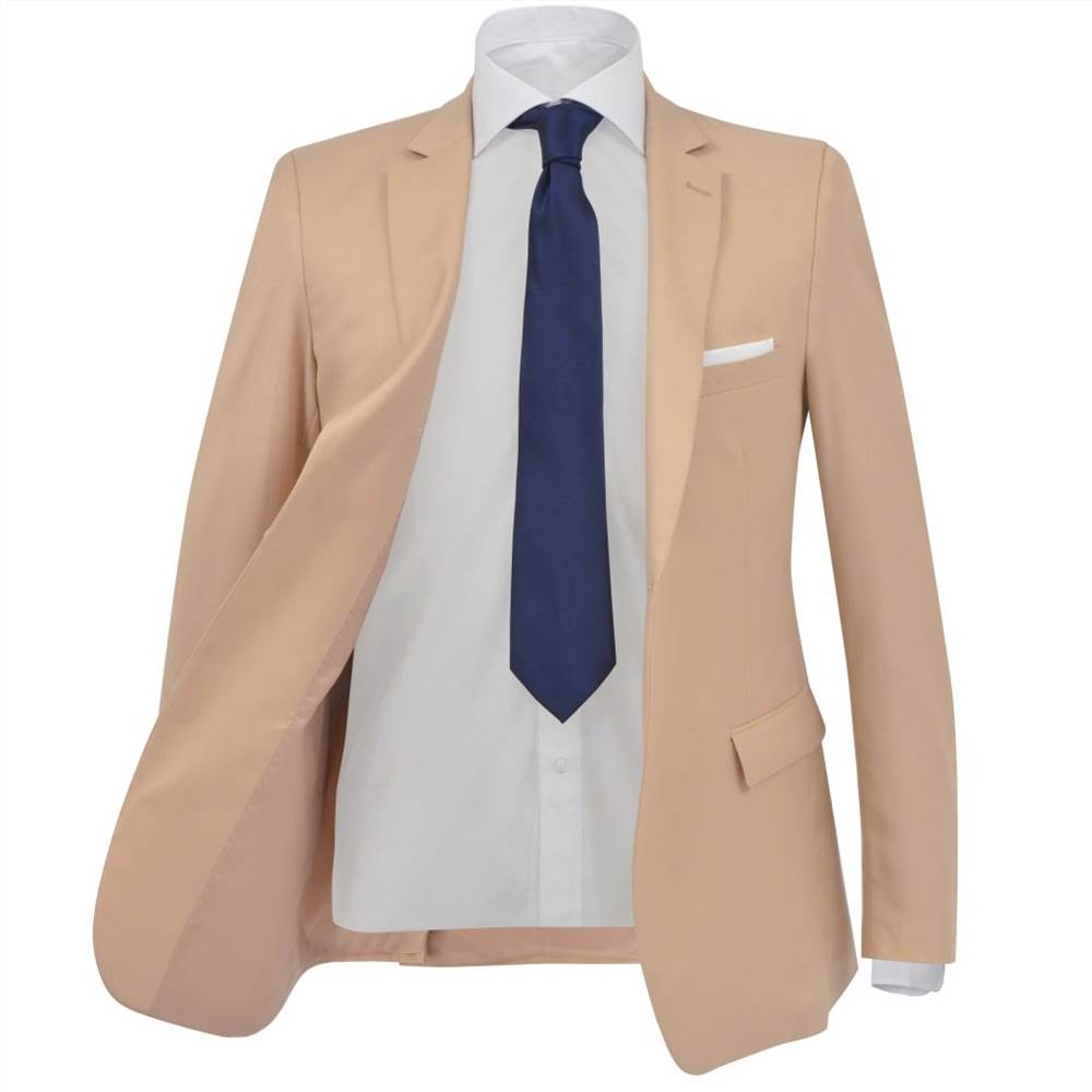 Mens 2 Piece Business Suit Size 52 Beige