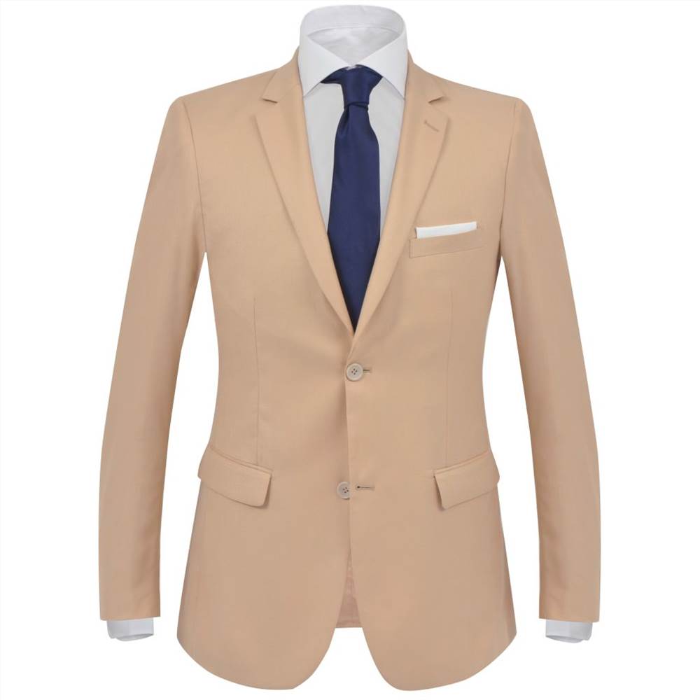 Mens 2 Piece Business Suit Size 52 Beige
