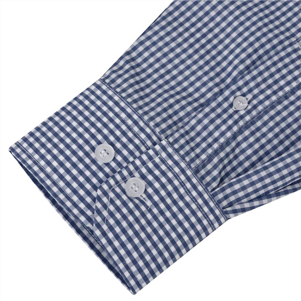 Mens Business Shirt White and Navy Check Size S