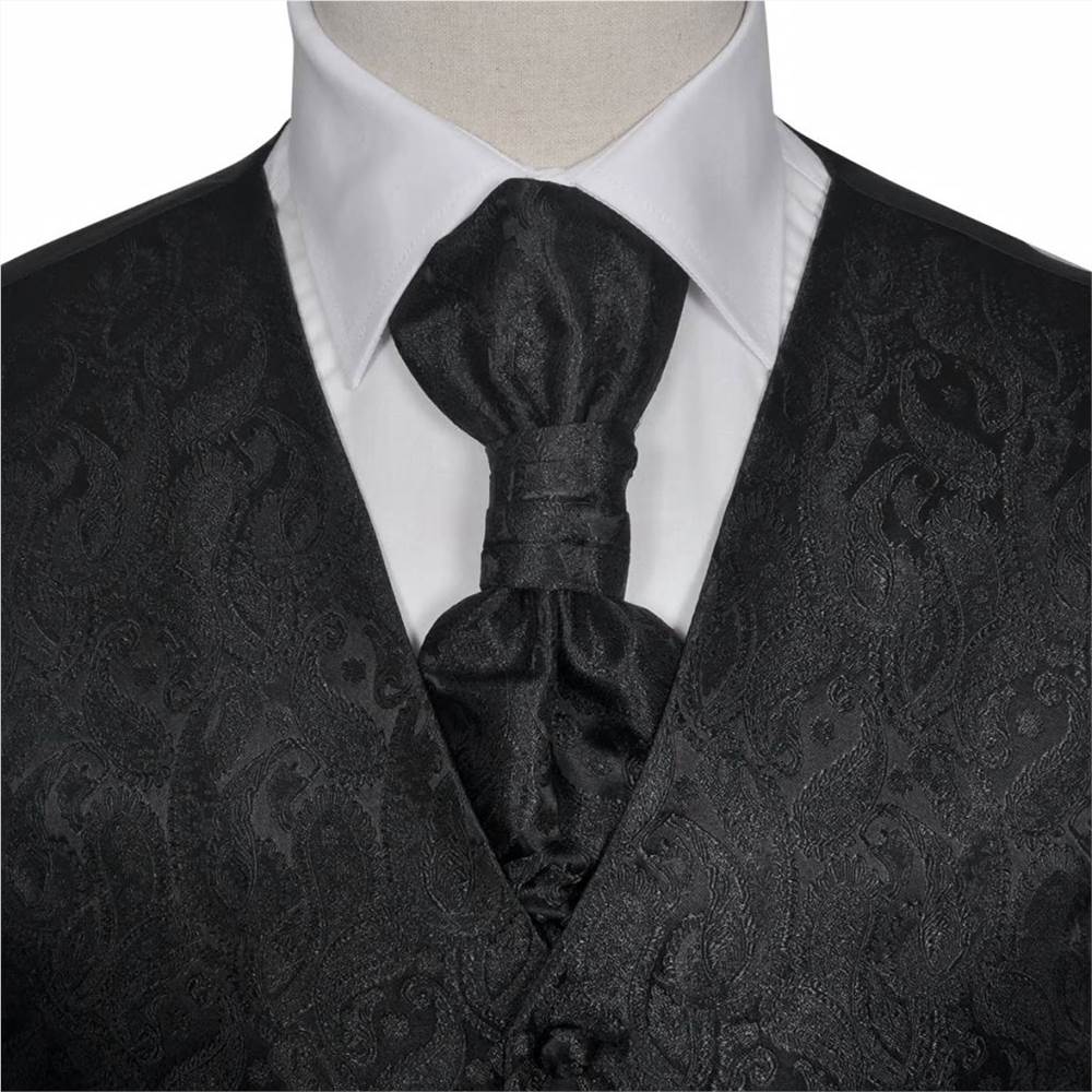 Mens Paisley Wedding Waistcoat Set Size 52 Black