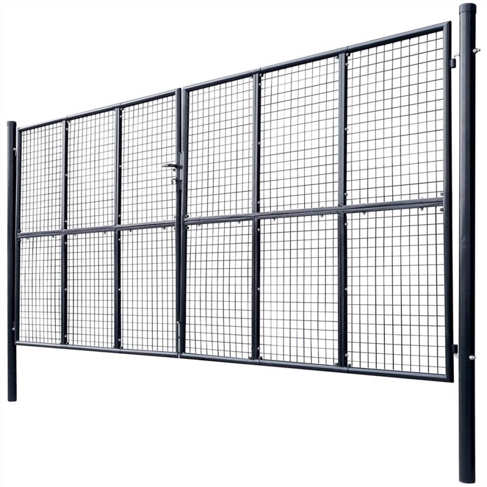 Mesh Garden Gate Galvanised Steel 400x200 cm Grey