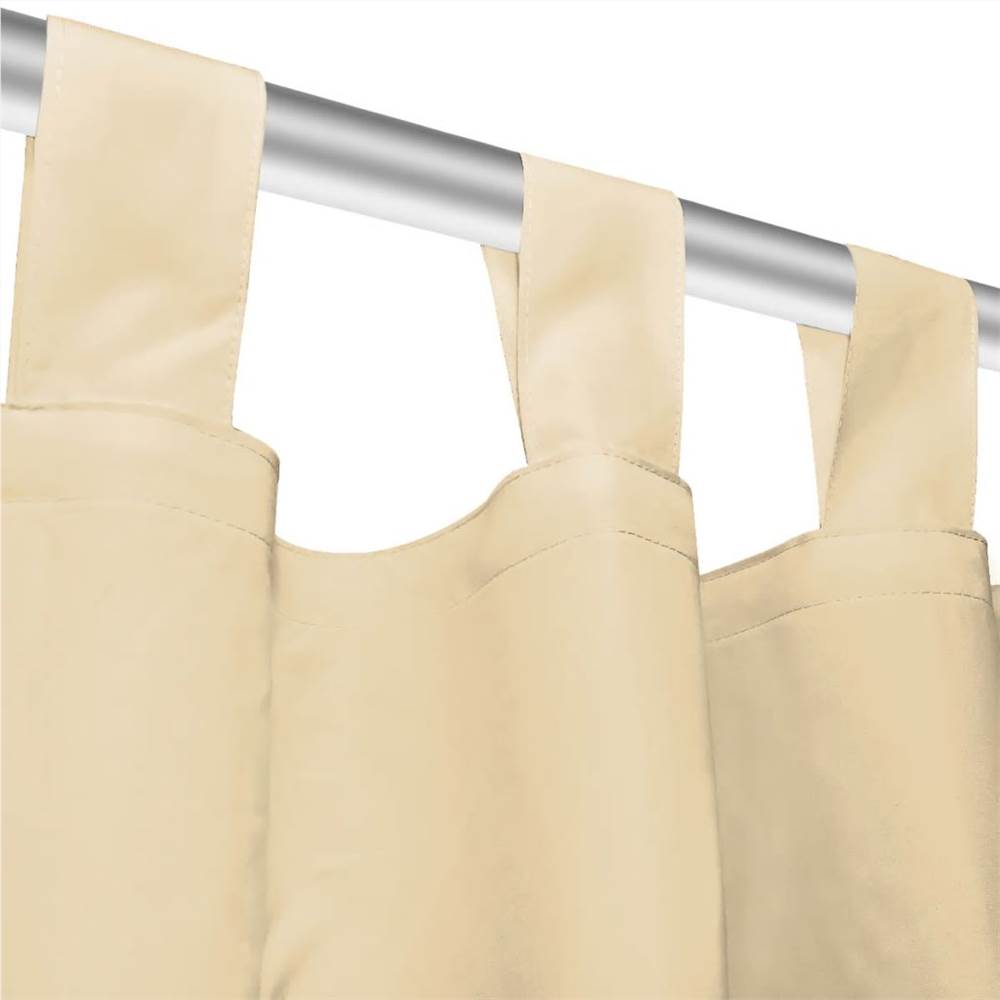 Micro-Satin Curtains 2 pcs with Loops 140x225 cm Beige