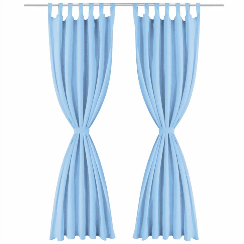Micro-Satin Curtains 2 pcs with Loops 140x245 cm Turquoise