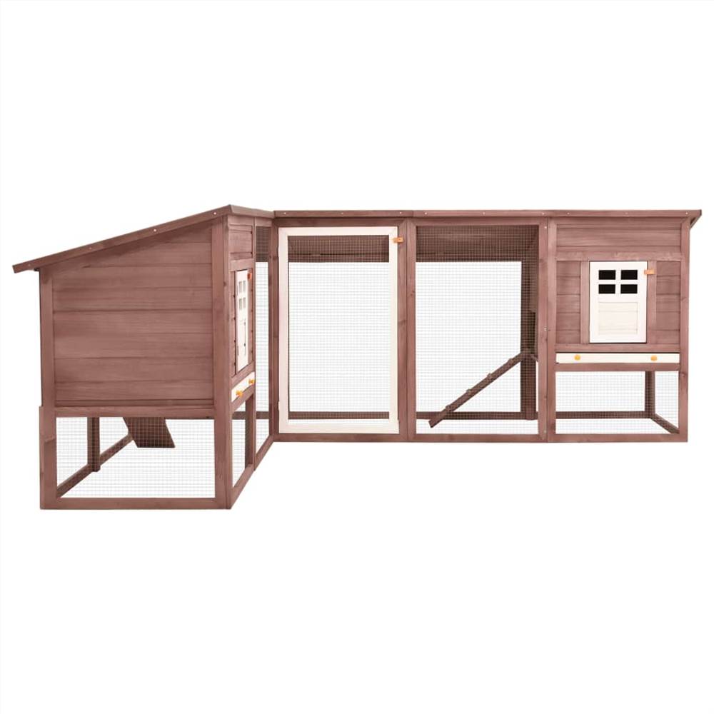 Outdoor Rabbit Hutch with Run Mocca and White Solid Fir Wood