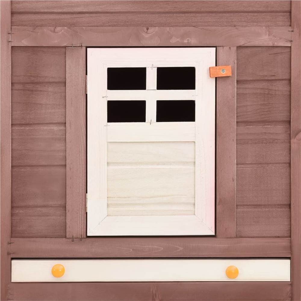 Outdoor Rabbit Hutch with Run Mocca and White Solid Fir Wood
