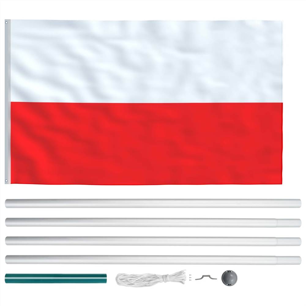 Poland Flag and Pole Aluminium 6,2 m