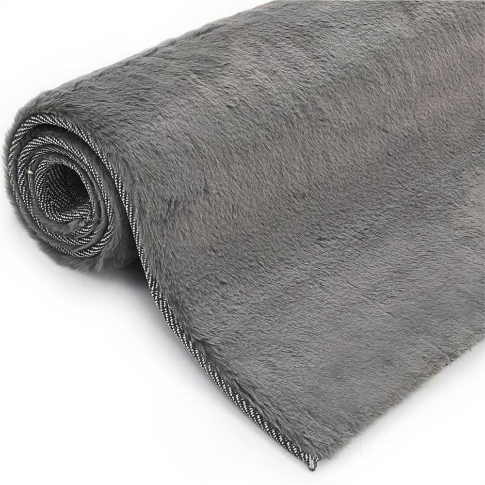 Rug 120x160 cm Faux Rabbit Fur Dark Grey
