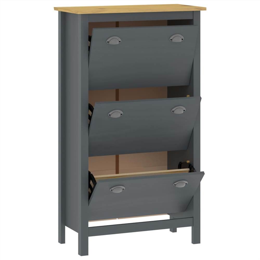 Shoe Cabinet Hill Range Grey 72x35x124 cm Solid Pine Wood
