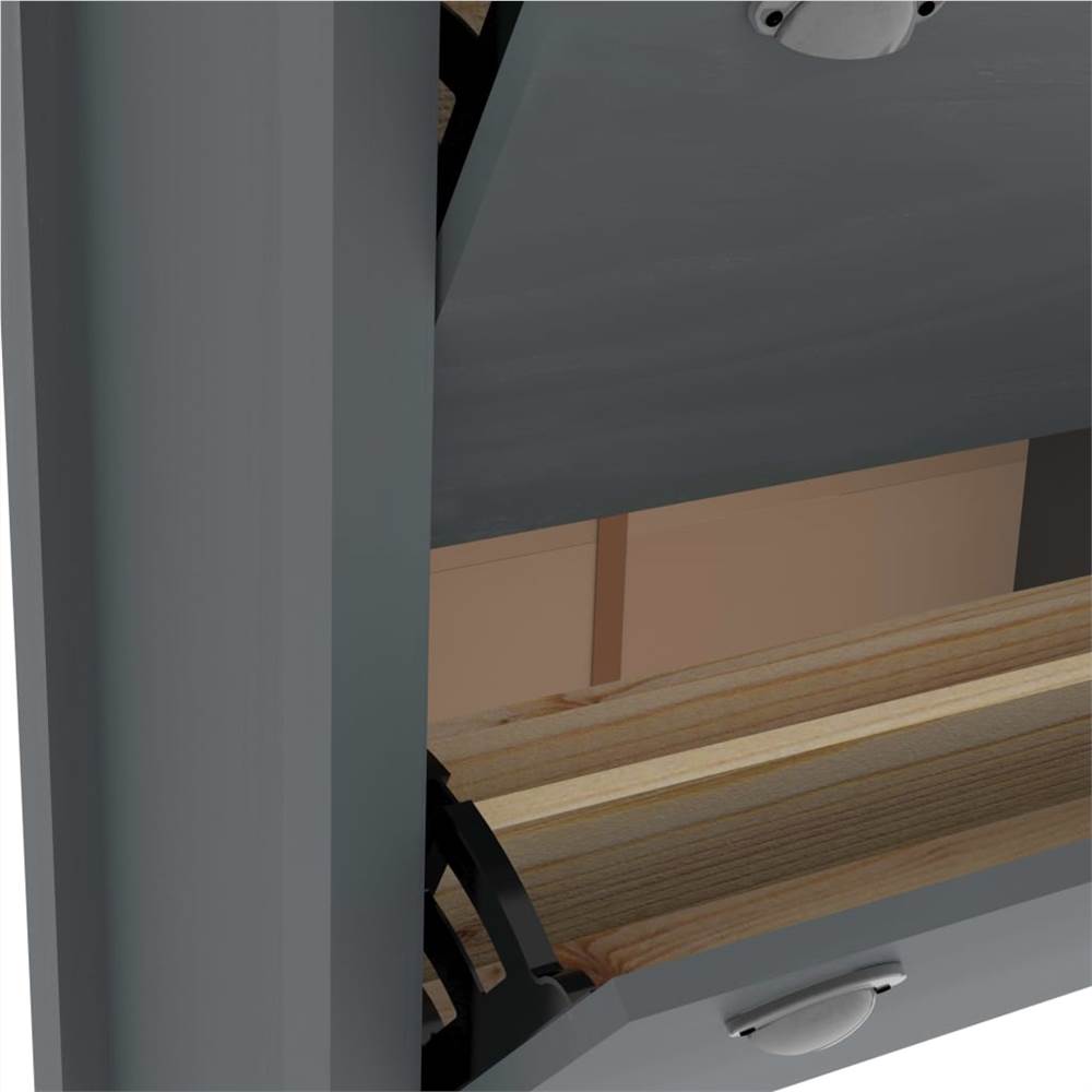 Shoe Cabinet Hill Range Grey 72x35x124 cm Solid Pine Wood
