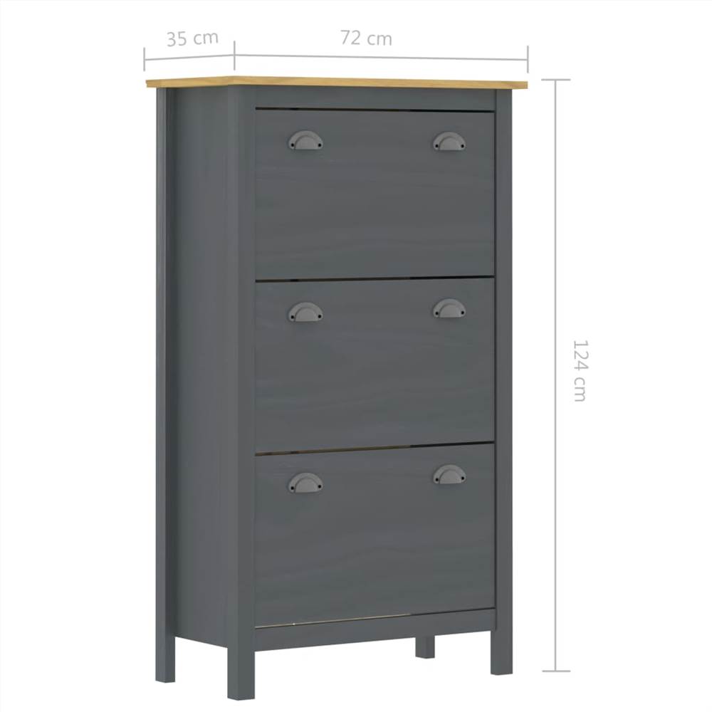 Shoe Cabinet Hill Range Grey 72x35x124 cm Solid Pine Wood