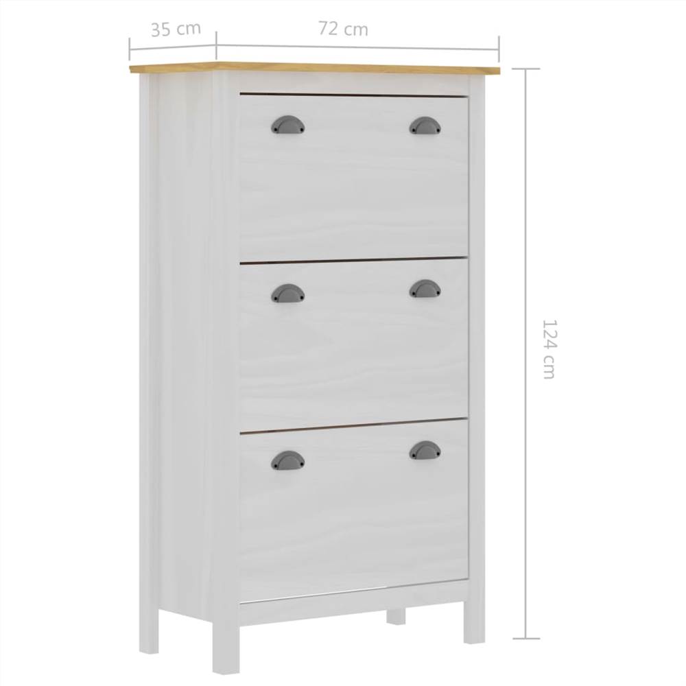 Shoe Cabinet Hill Range White 72x35x124 cm Solid Pine Wood