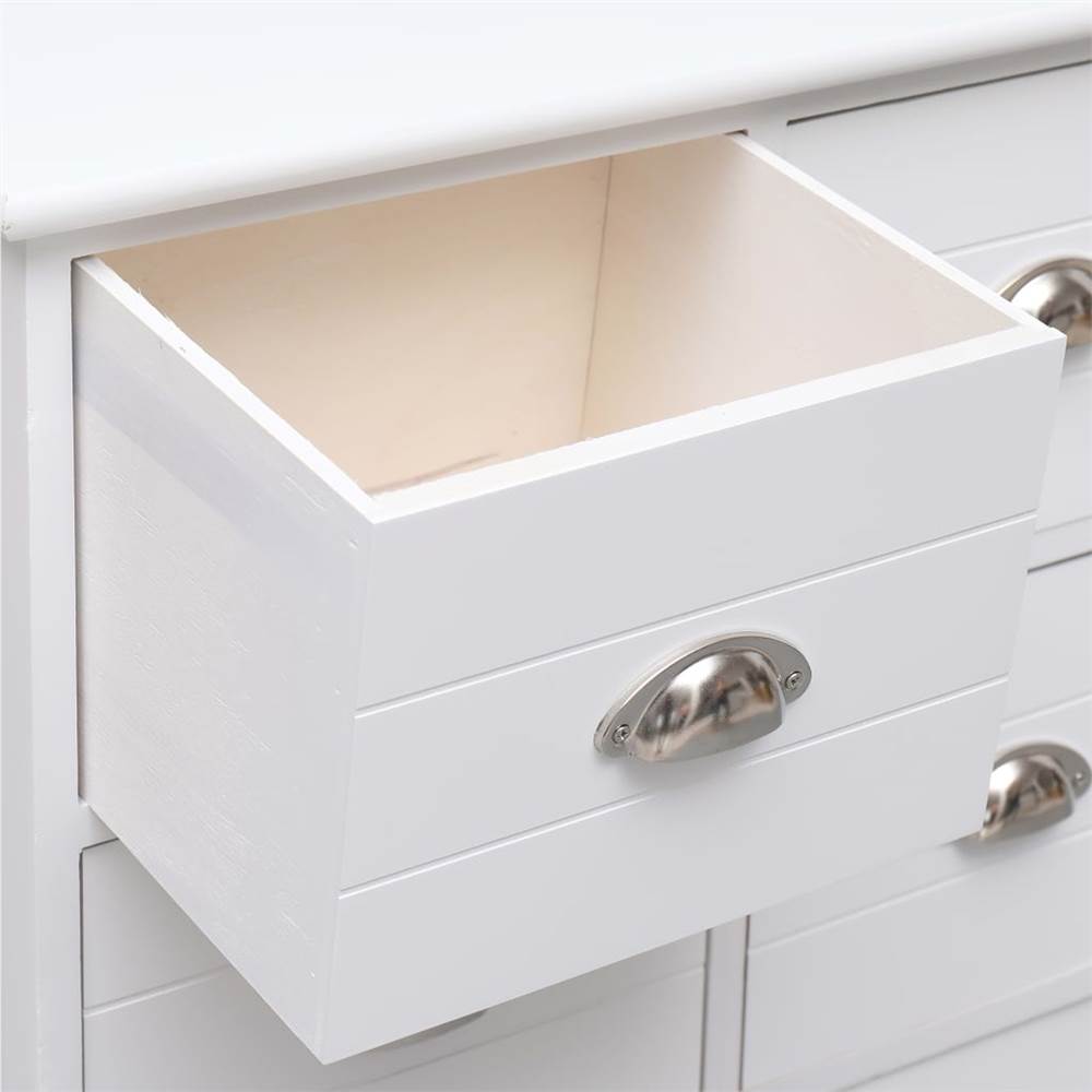 Side Cabinet with 6 Drawers White 60x30x75 cm Paulownia Wood