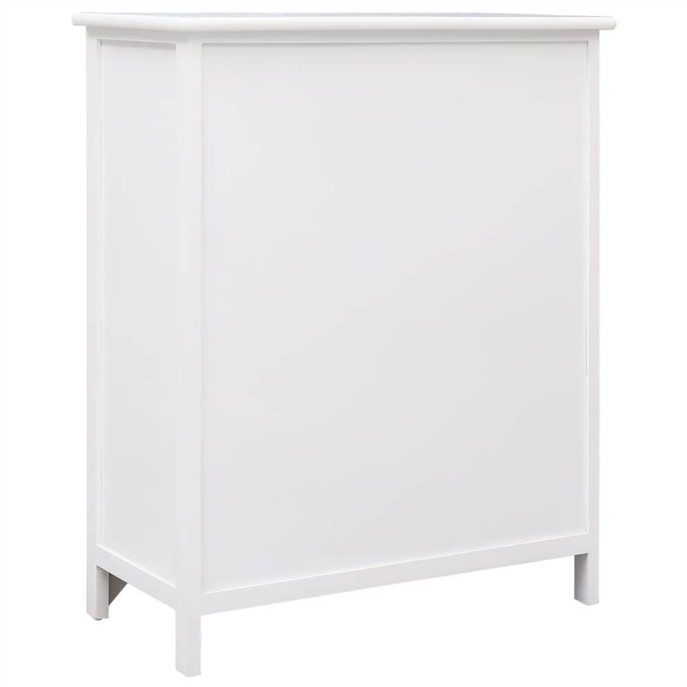 Side Cabinet with 6 Drawers White 60x30x75 cm Paulownia Wood