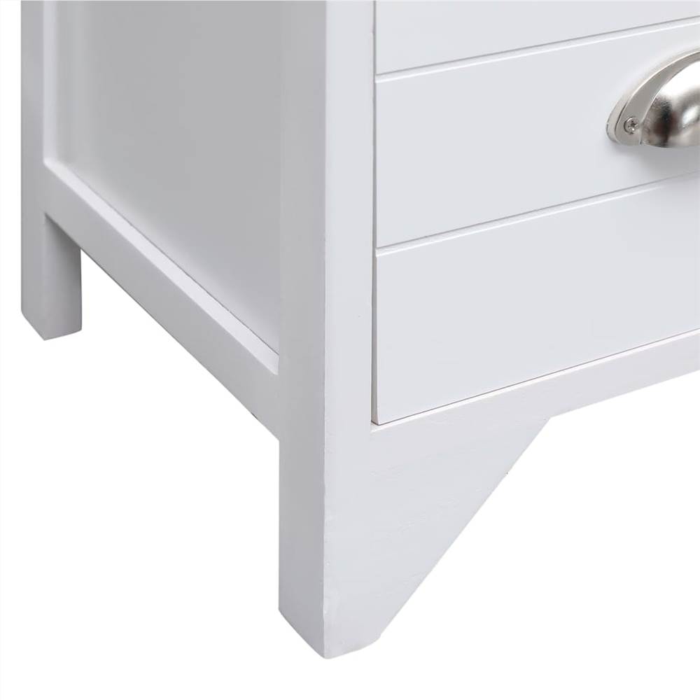 Side Cabinet with 6 Drawers White 60x30x75 cm Paulownia Wood
