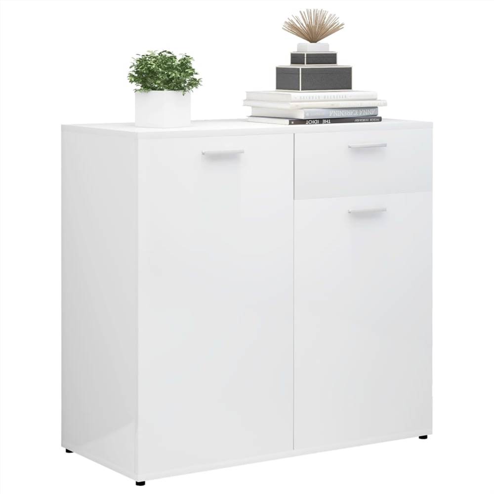 Sideboard High Gloss White 80x36x75 cm Chipboard