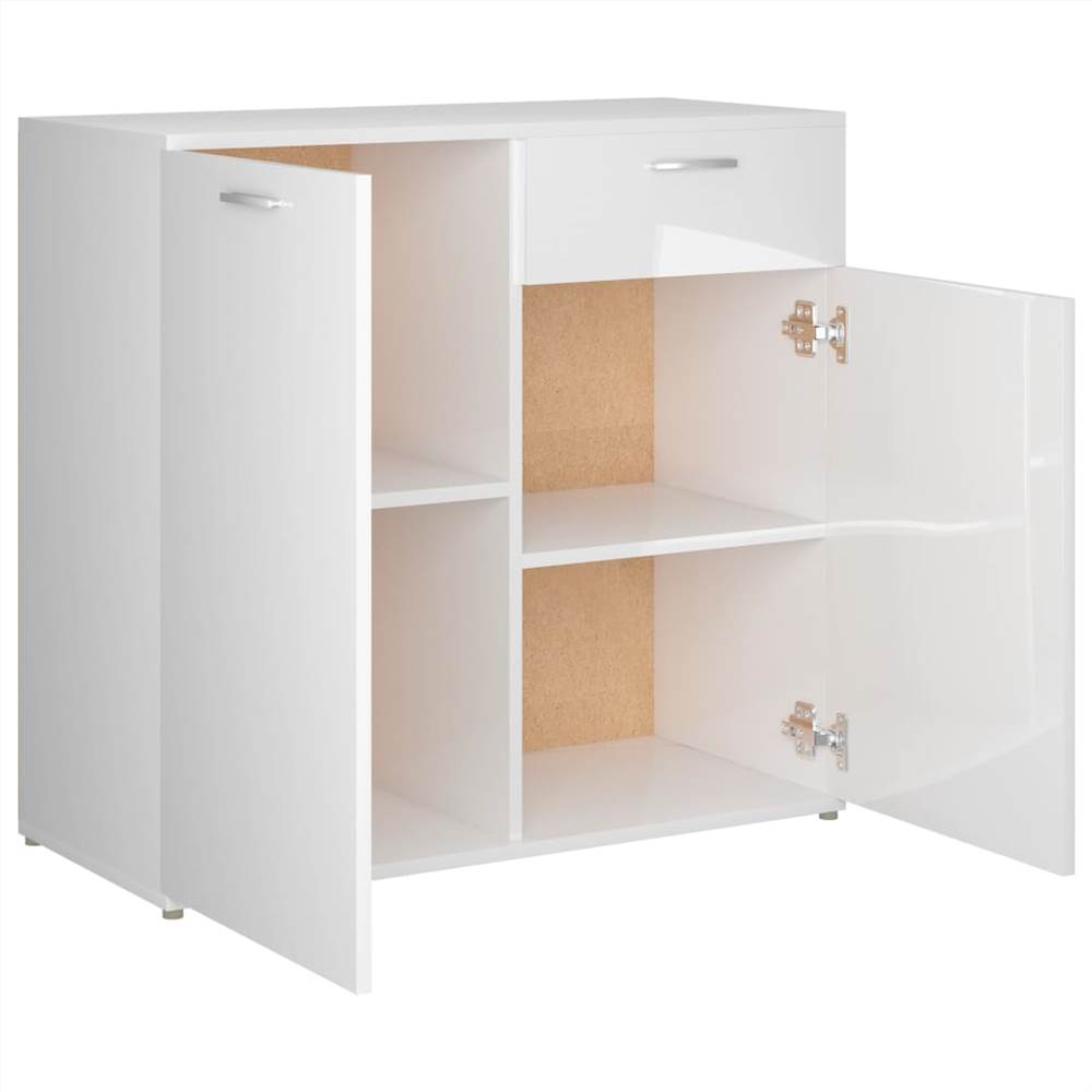Sideboard High Gloss White 80x36x75 cm Chipboard