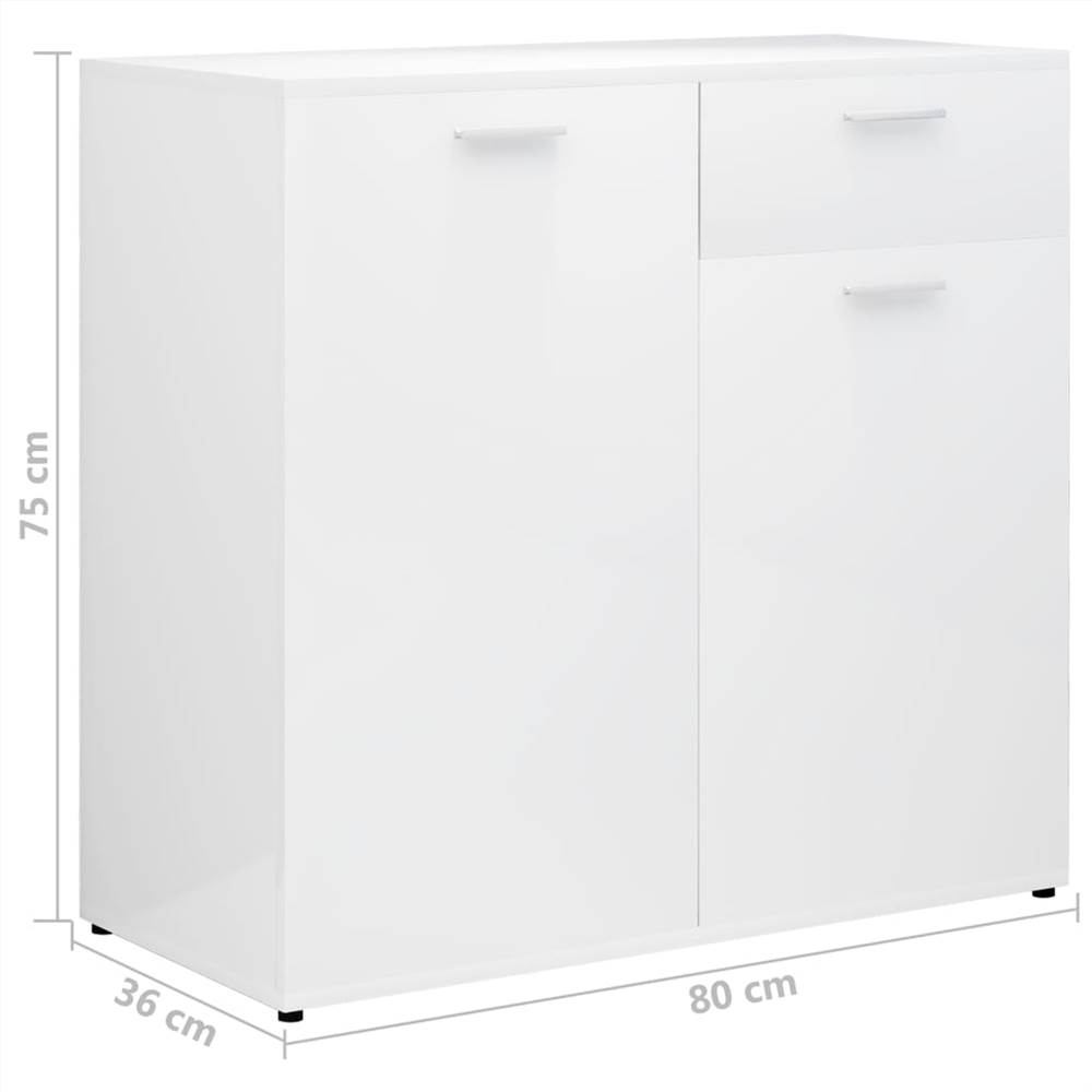 Sideboard High Gloss White 80x36x75 cm Chipboard