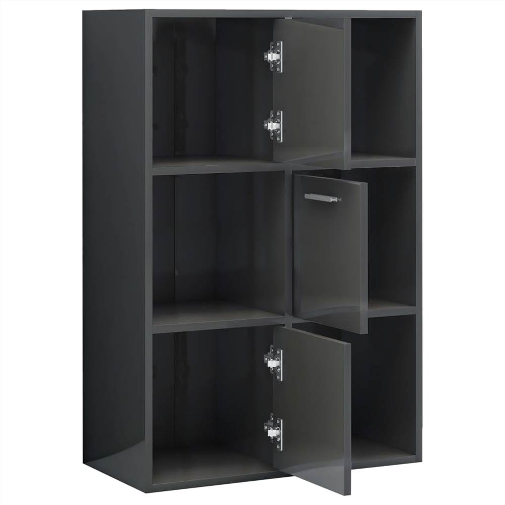 Storage Cabinet High Gloss Grey 60x29.5x90 cm Chipboard
