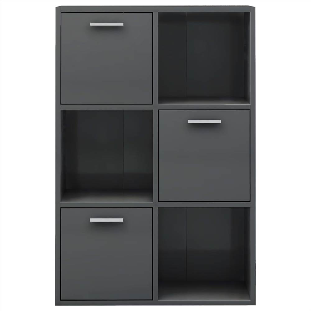 Storage Cabinet High Gloss Grey 60x29.5x90 cm Chipboard