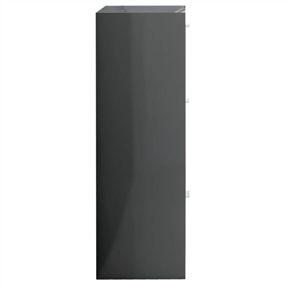 Storage Cabinet High Gloss Grey 60x29.5x90 cm Chipboard