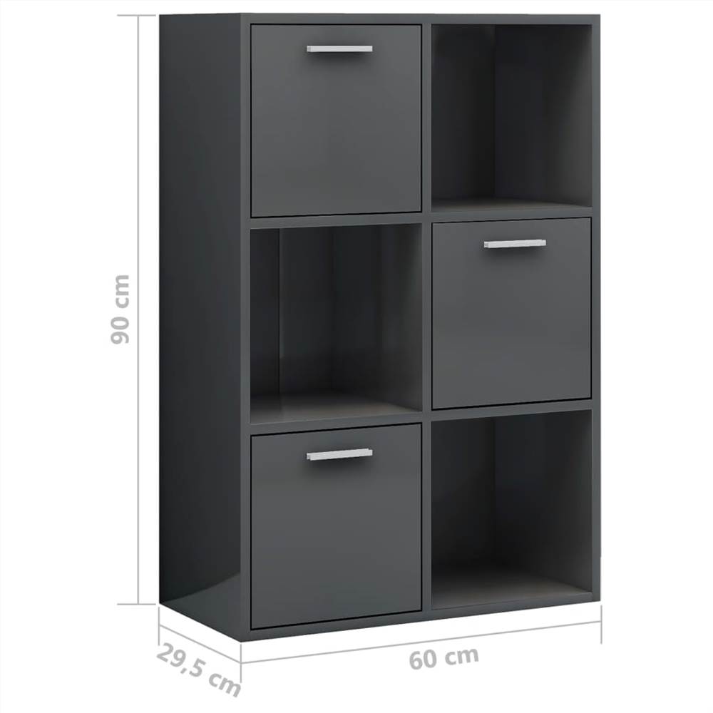 Storage Cabinet High Gloss Grey 60x29.5x90 cm Chipboard