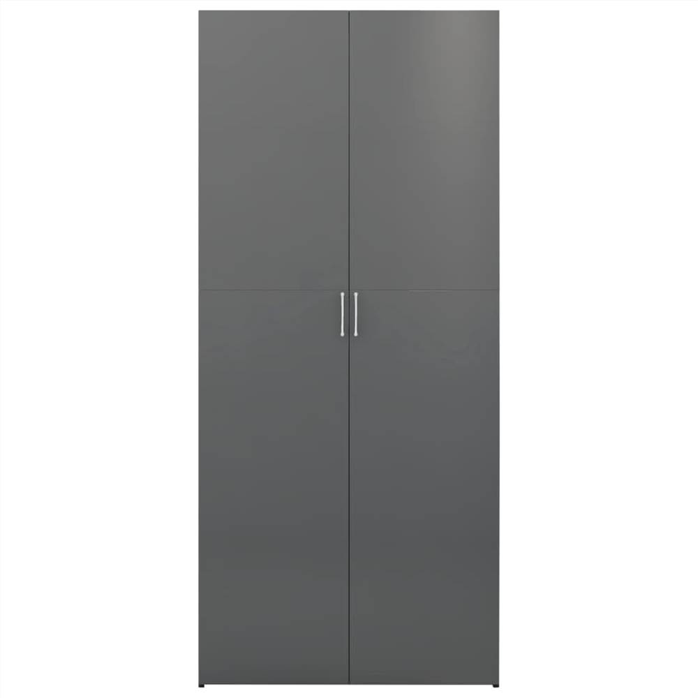 Storage Cabinet High Gloss Grey 80x35.5x180 cm Chipboard