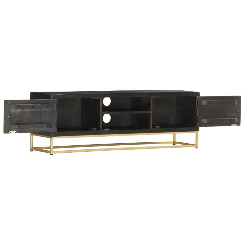 TV Cabinet Black and Gold 120x30x40 cm Solid Mango Wood