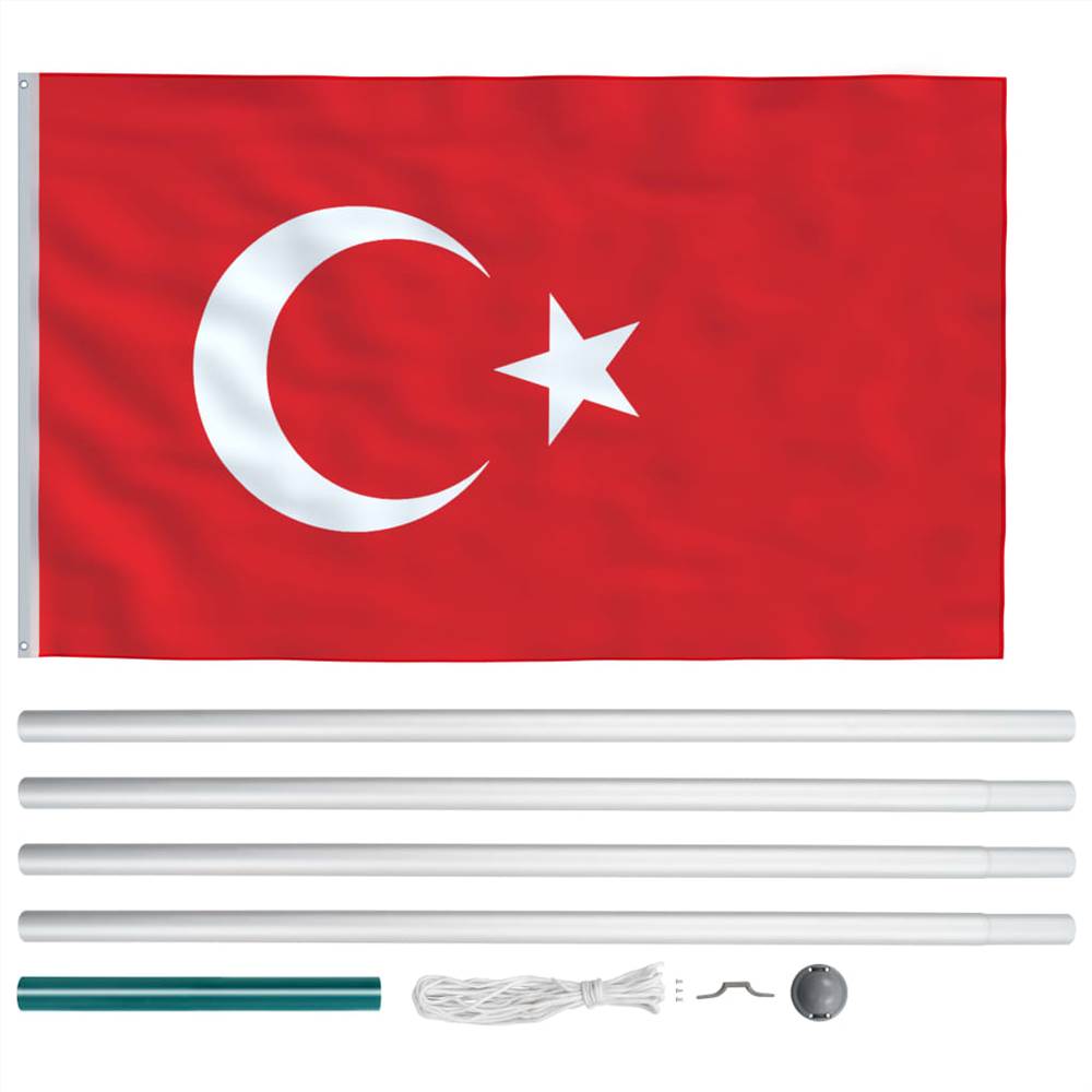 Turkey Flag and Pole Aluminium 6,2 m