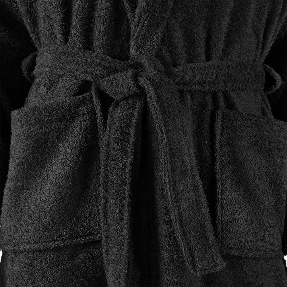 Unisex Terry Bathrobe 100% Cotton Black XXL