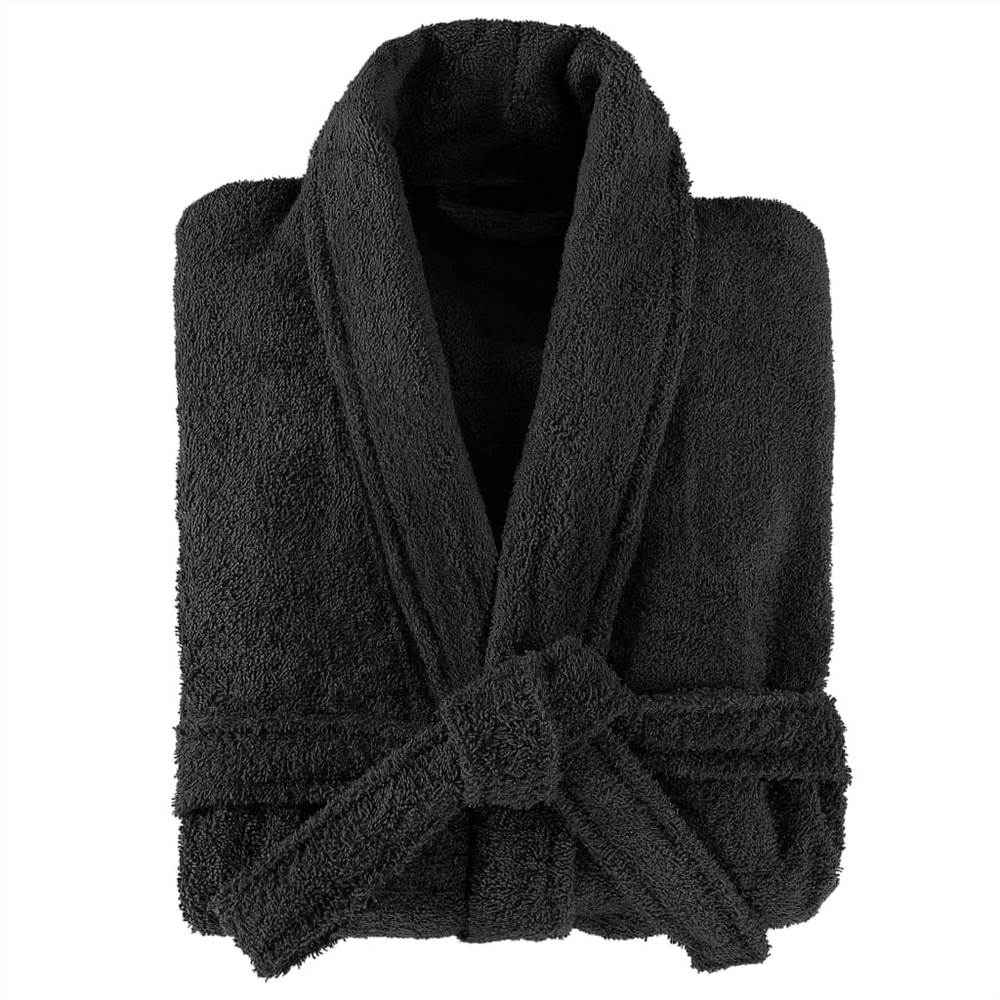 Unisex Terry Bathrobe 100% Cotton Black XXL